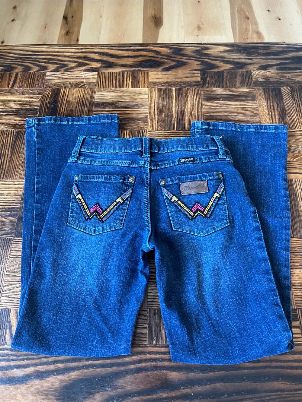 Wrangler Girls Dark Blue Boot Cut Jeans with Embroidered Back Pockets
